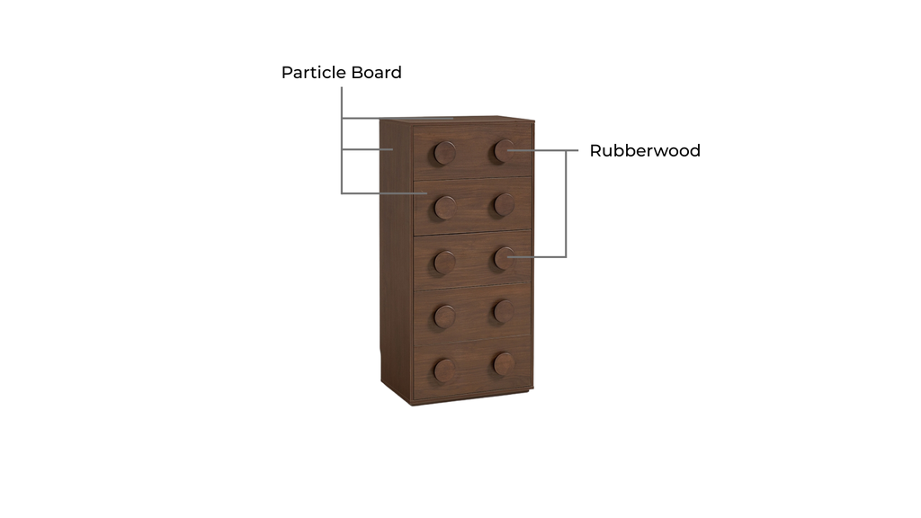 Milan Walnut 5-Drawer Cabinet 