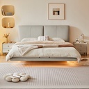 Callum Gray Genuine Leather Floating Bed