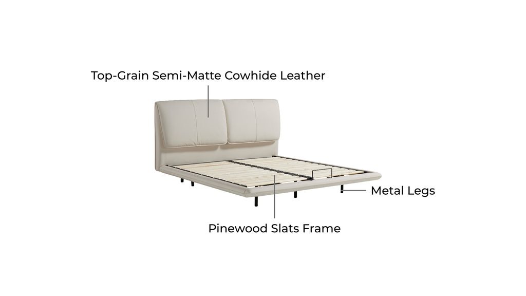 Callum Gray Genuine Leather Floating Bed