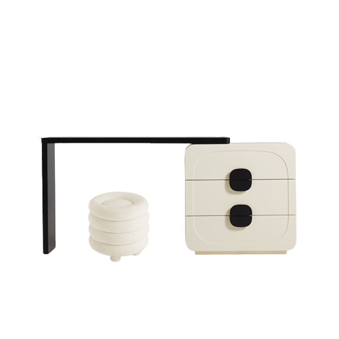 Norelie Cream Melamine Dressing Table Set 