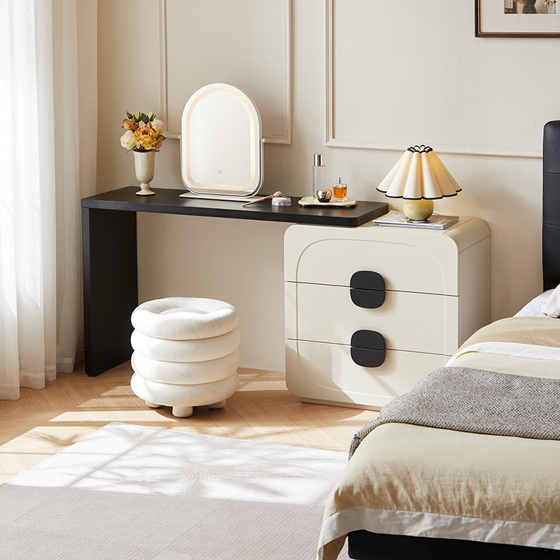 Norelie Cream Melamine Dressing Table Set 