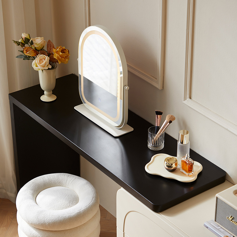 Norelie Cream Melamine Dressing Table Set 