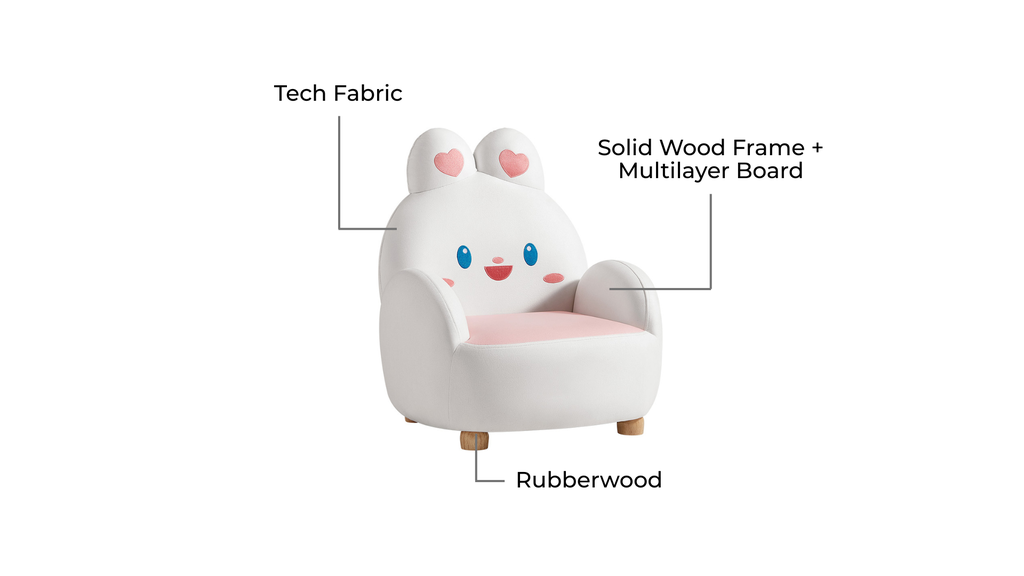 Animal White Fabric Kid's Sofa