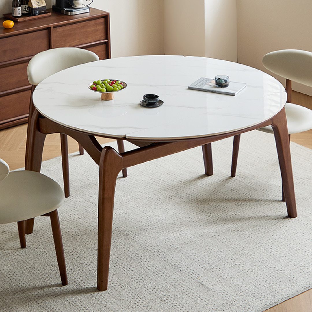 Nivora White Solid Wood Extendable Dining Table