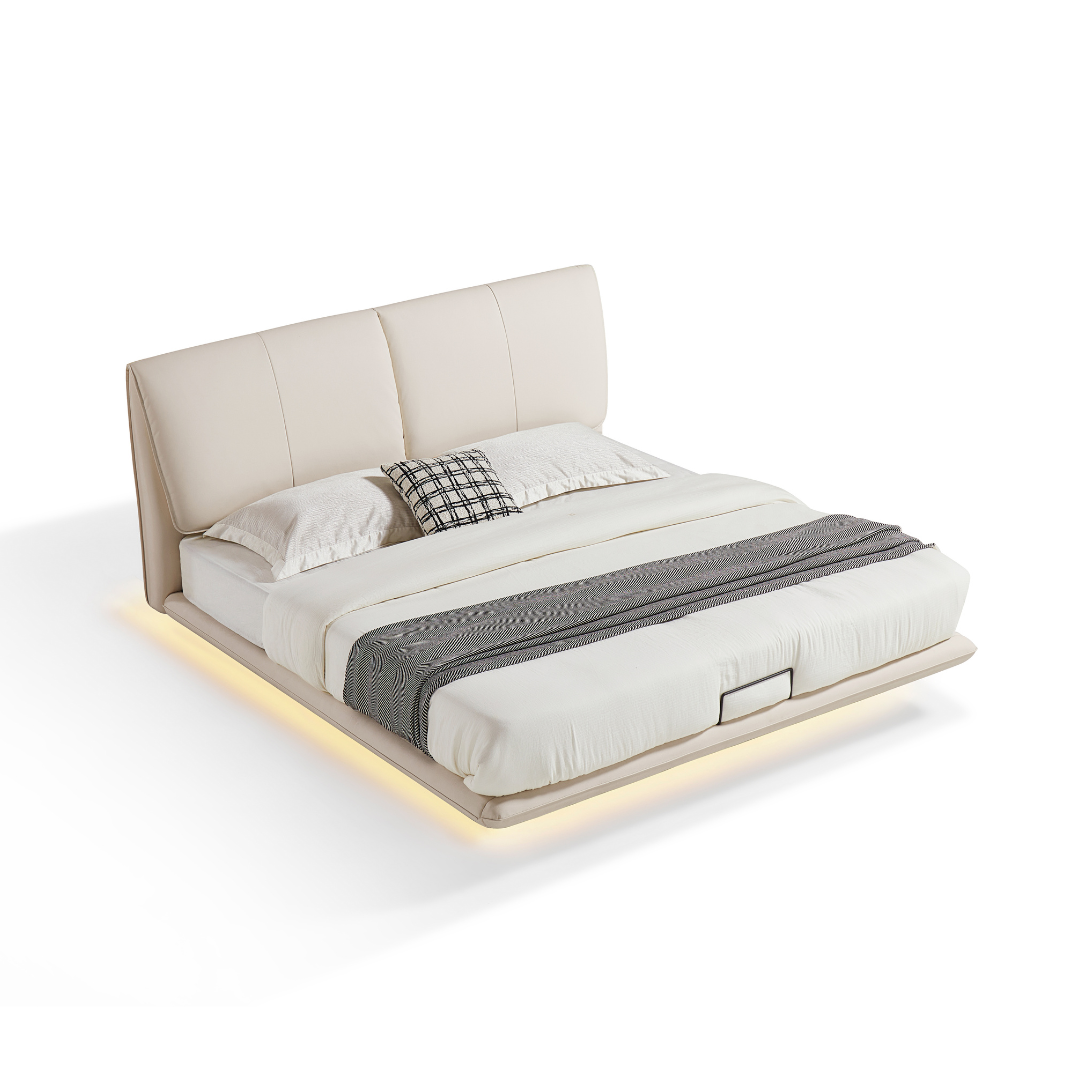 Blaire Beige Genuine Leather Bed  