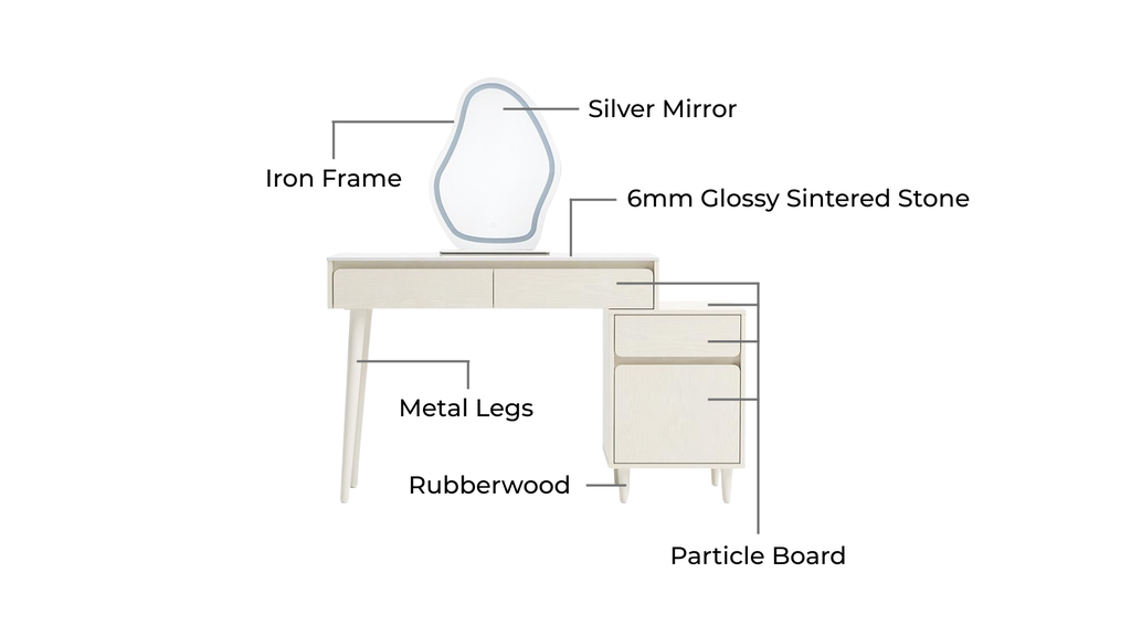 Miley White Dresser and Mirror 