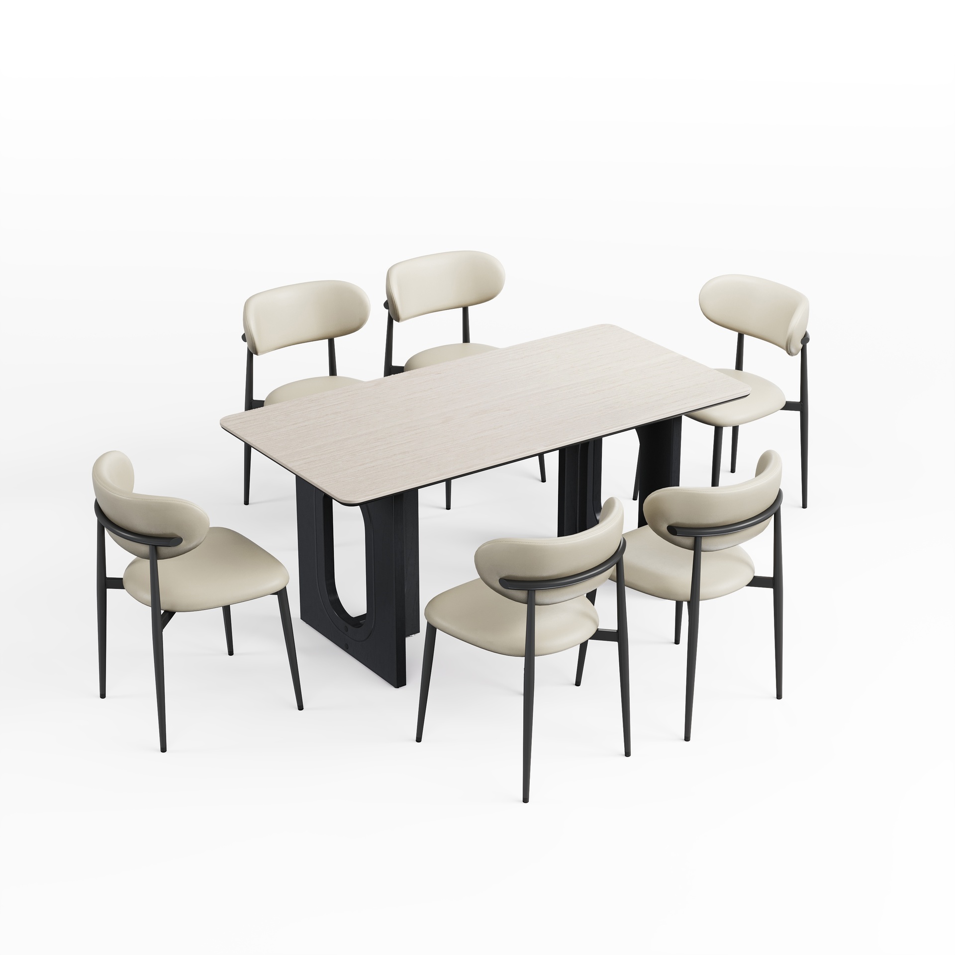William Black and White Dining Table Set