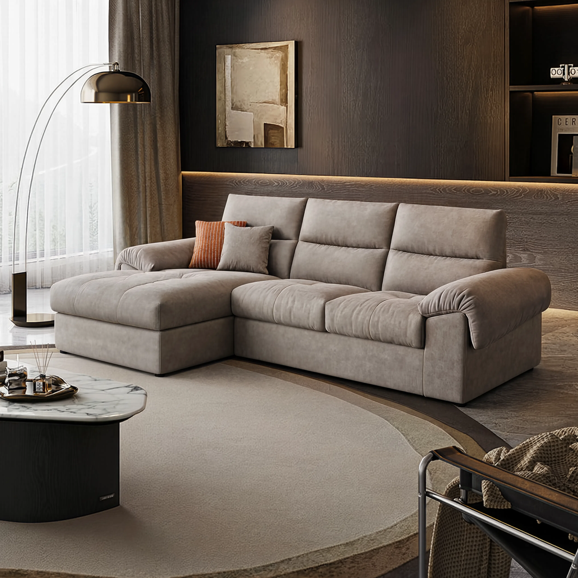Terrell Gray Fabric L-Shaped Sofa