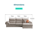 Terrell Gray Fabric L-Shaped Sofa