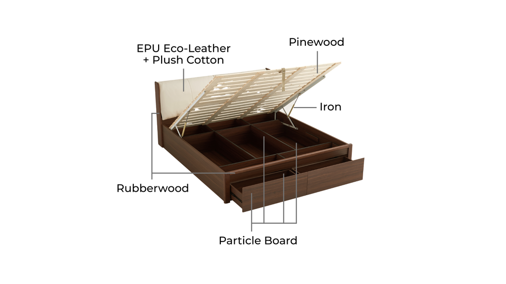 Franz Walnut Pneumatic Storage Bed