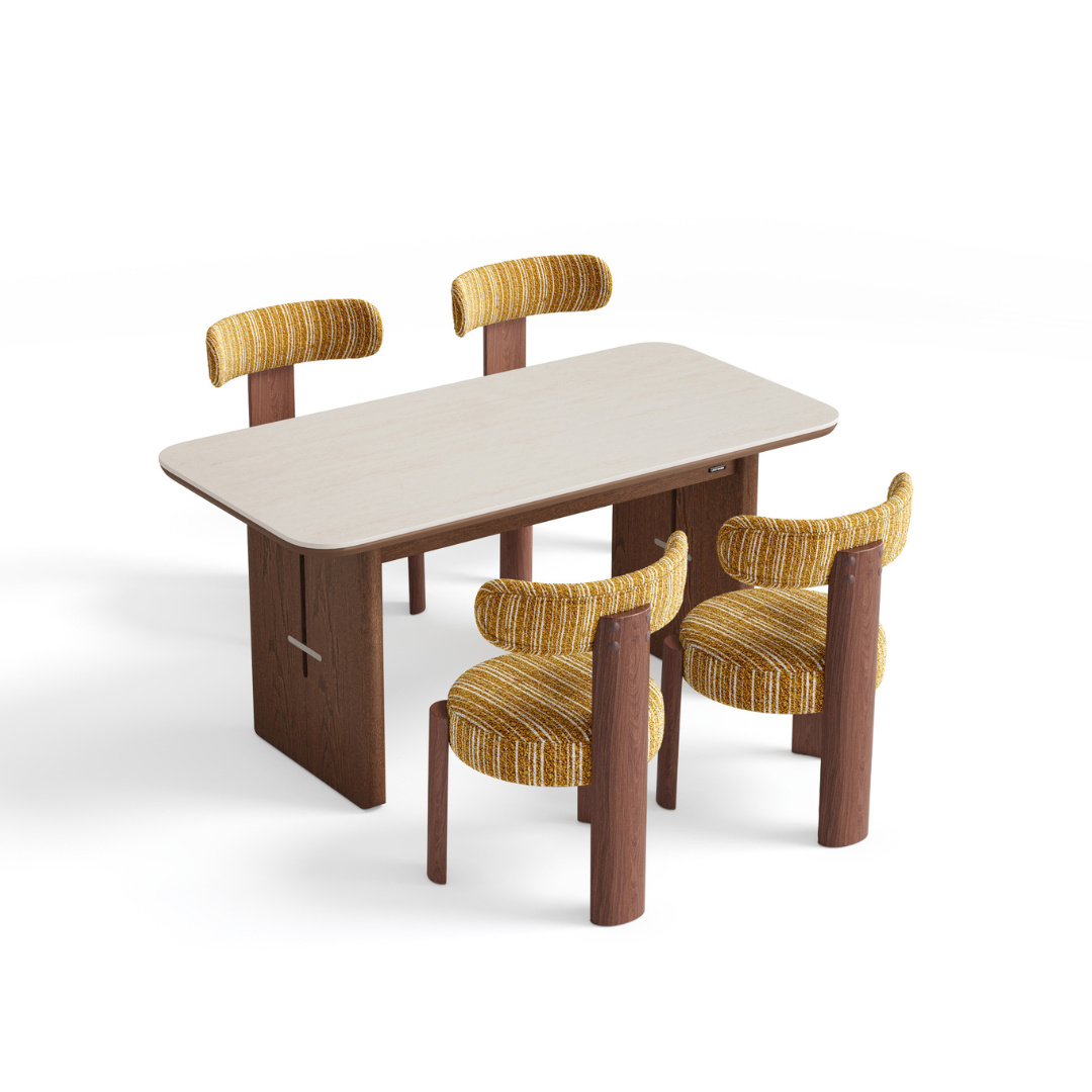 Noelle Walnut Dining Table Set
