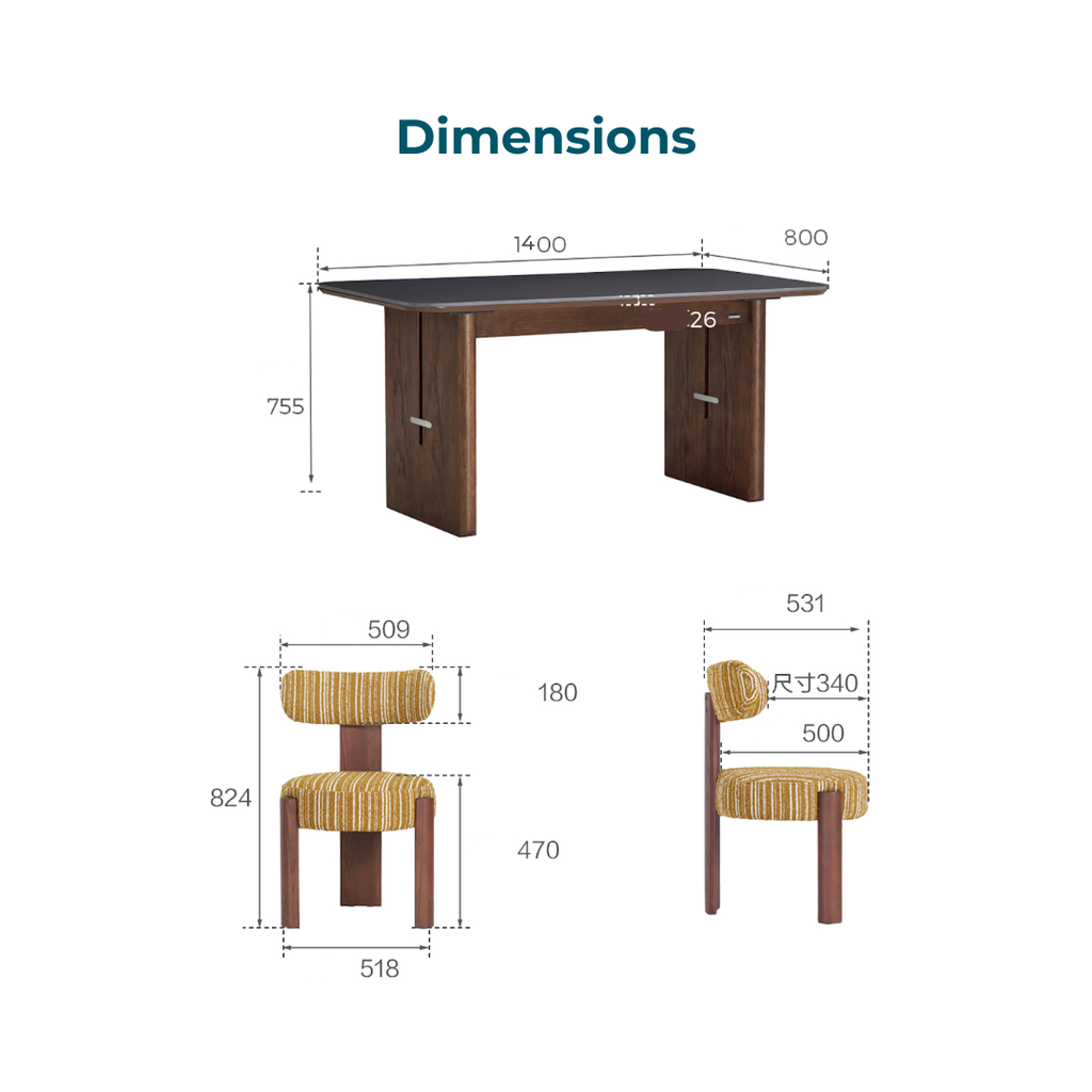 Noelle Walnut Dining Table Set