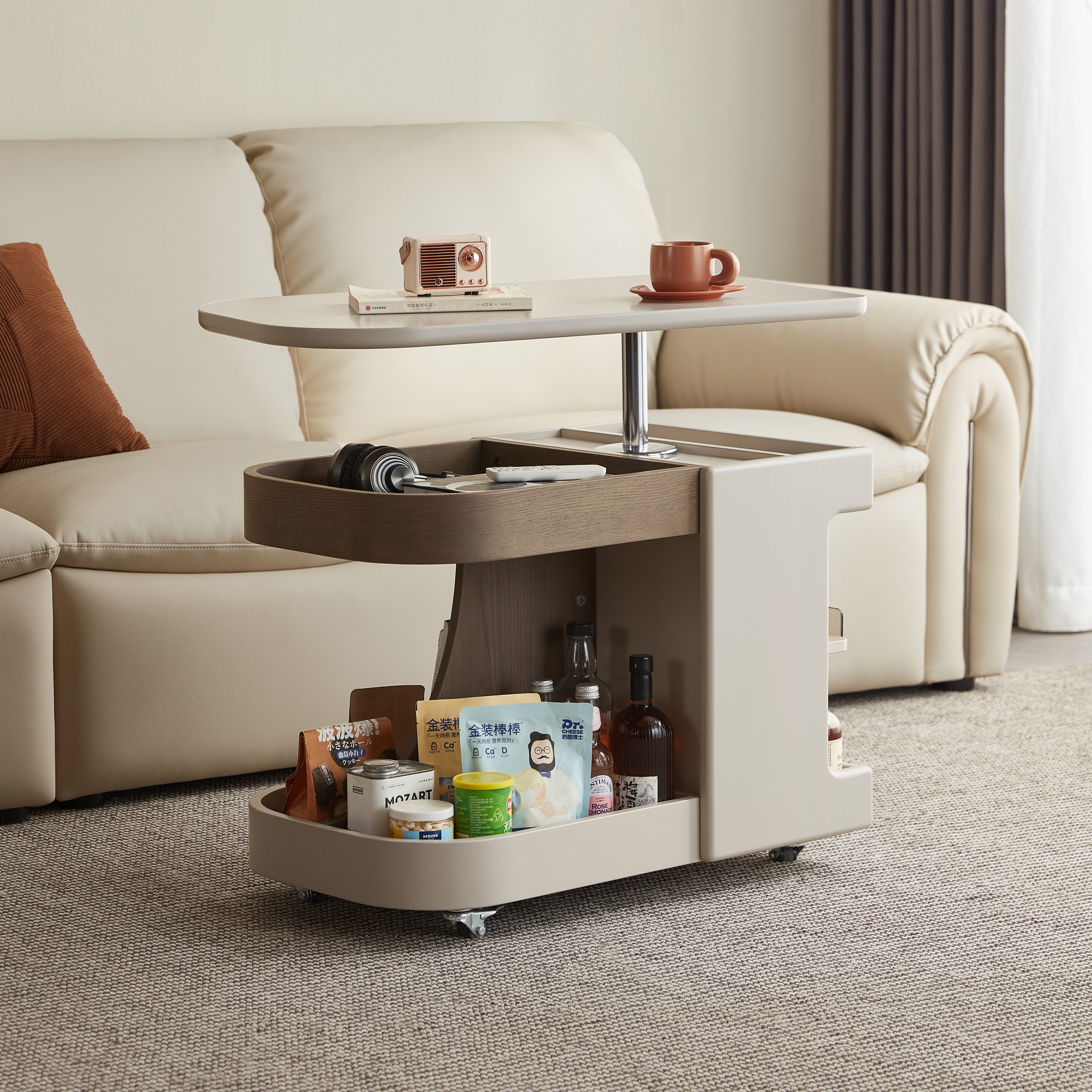 Bridger Gray Height-Adjustable Side Table
