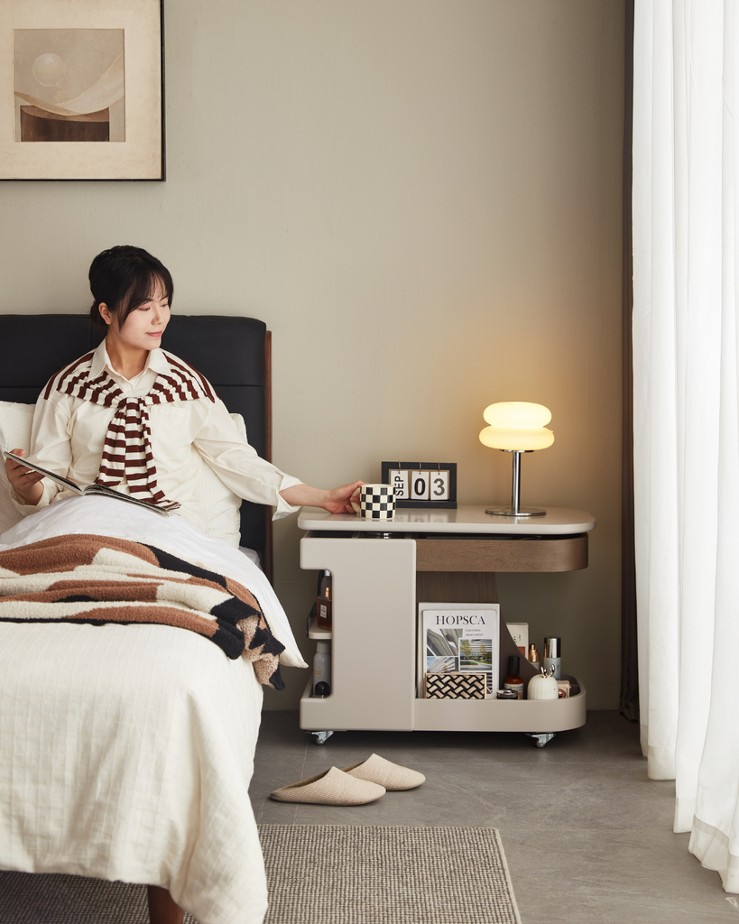 Bridger Gray Height-Adjustable Side Table