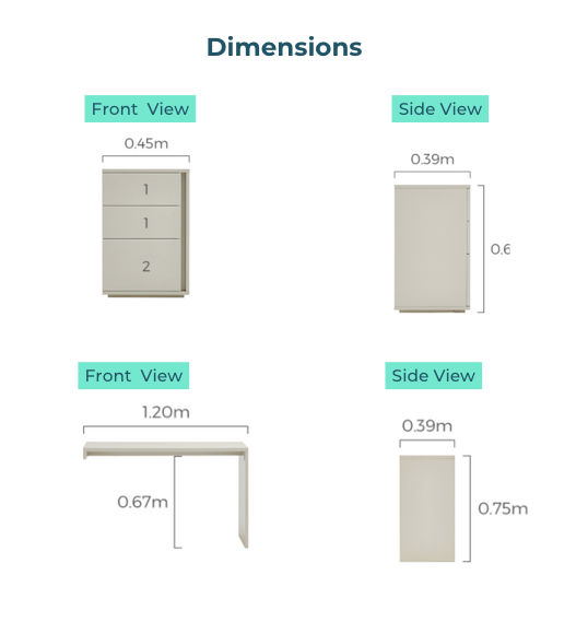 Freida 3-Drawer Cabinet with Desk