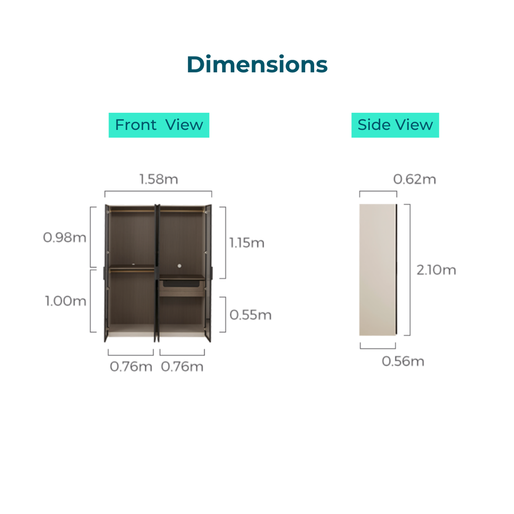 Festy 4-Door Aluminum Framer Wardrobe 