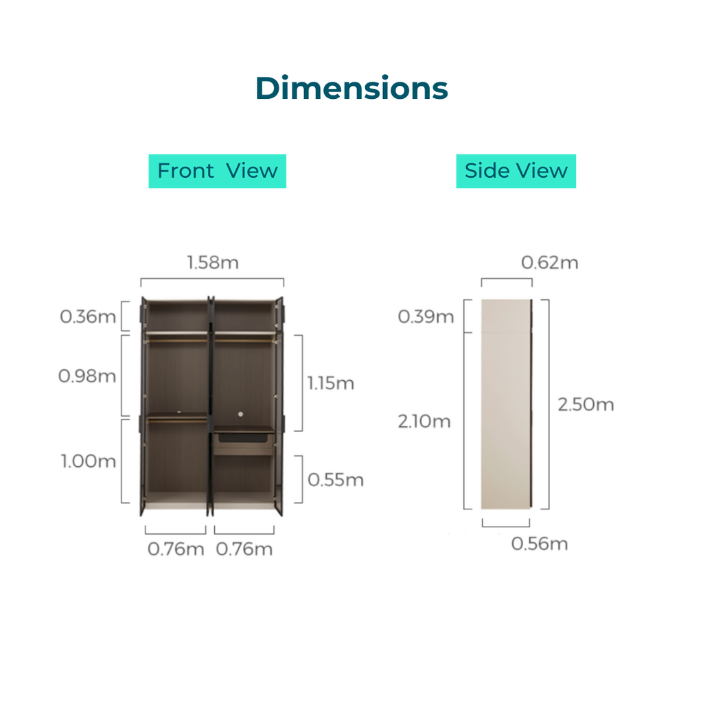 Festy 4-Door Aluminum Framer Wardrobe 
