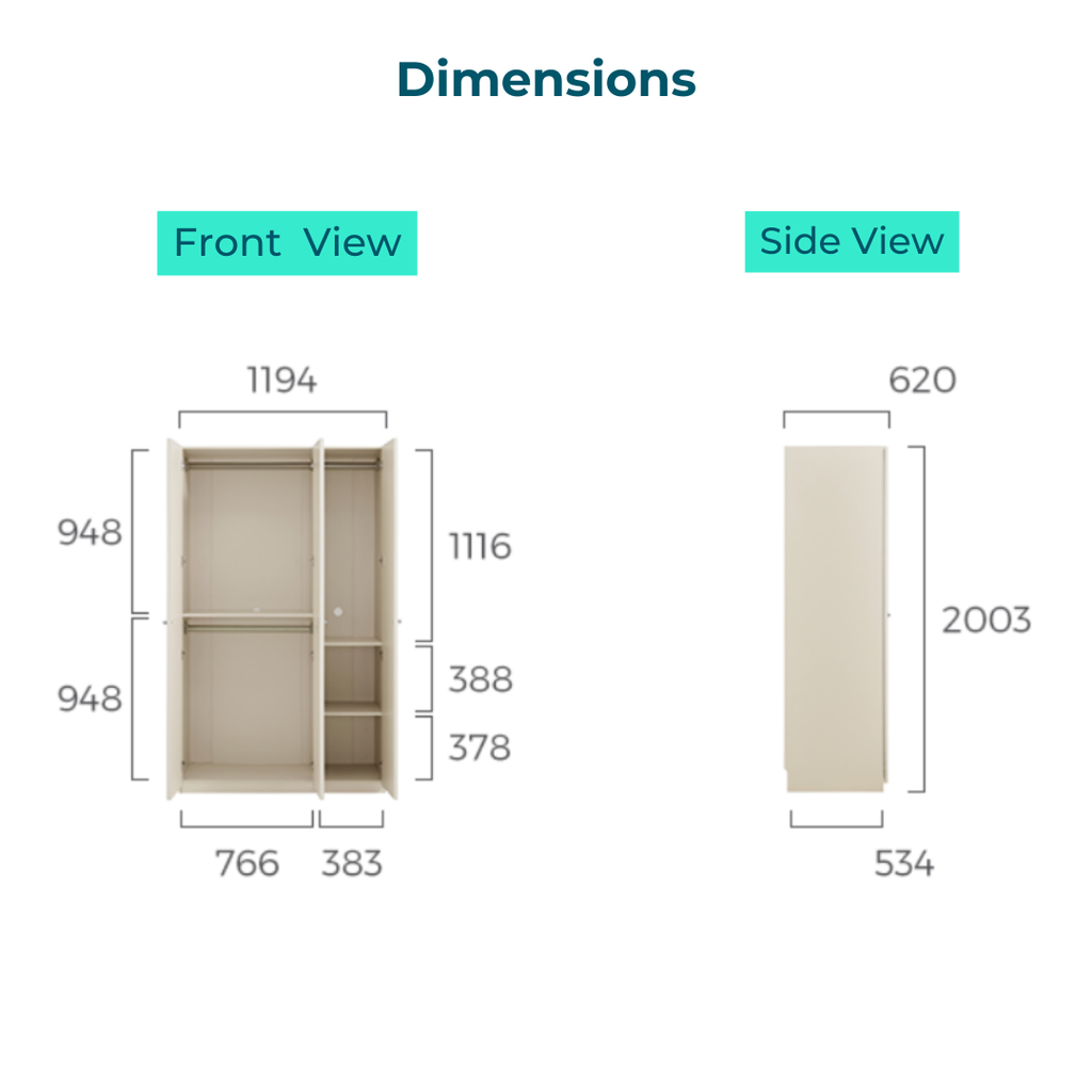  Francesca 3-Door Wardrobe