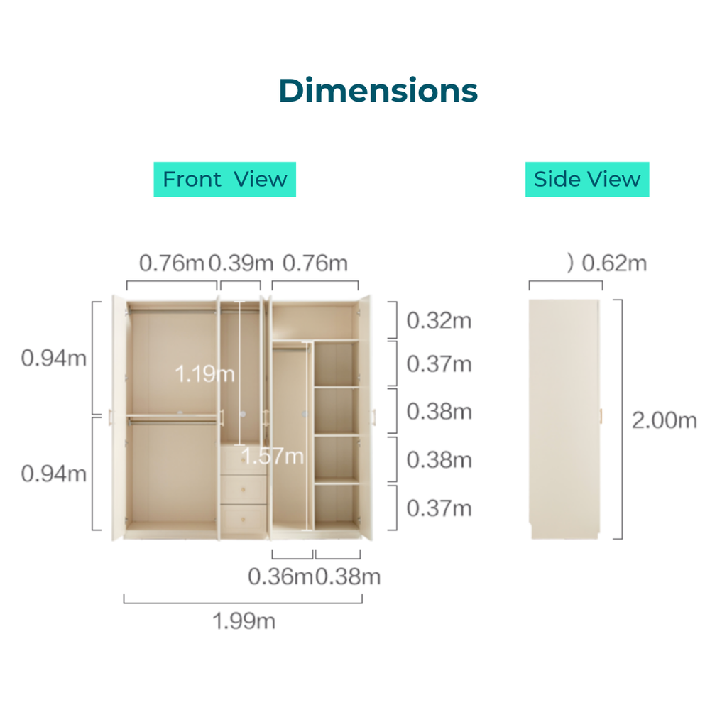 Fritz 5-Door Wardrobe Slide & Top Cabinet