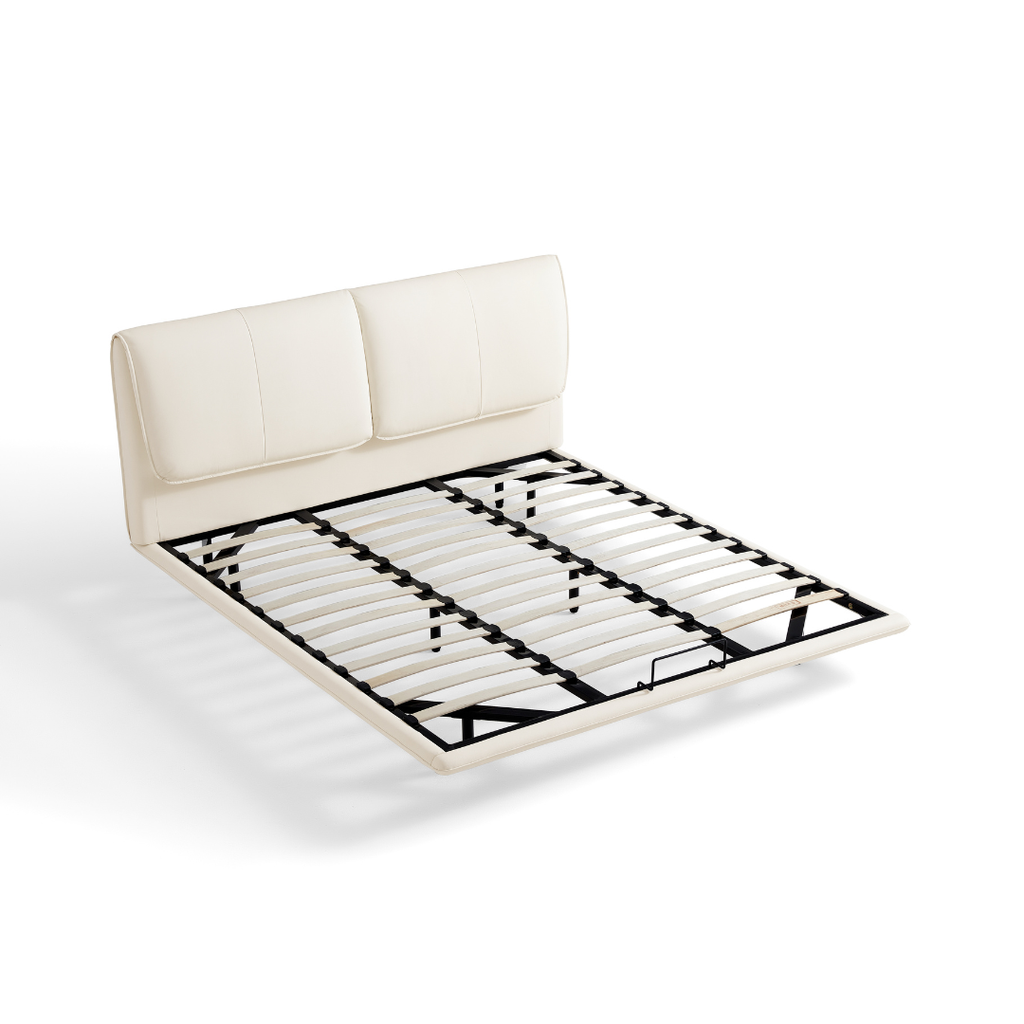  White Genuine Leather Bed 