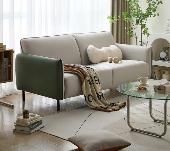 Jayra 3-Seater Leather Fabric Sofa