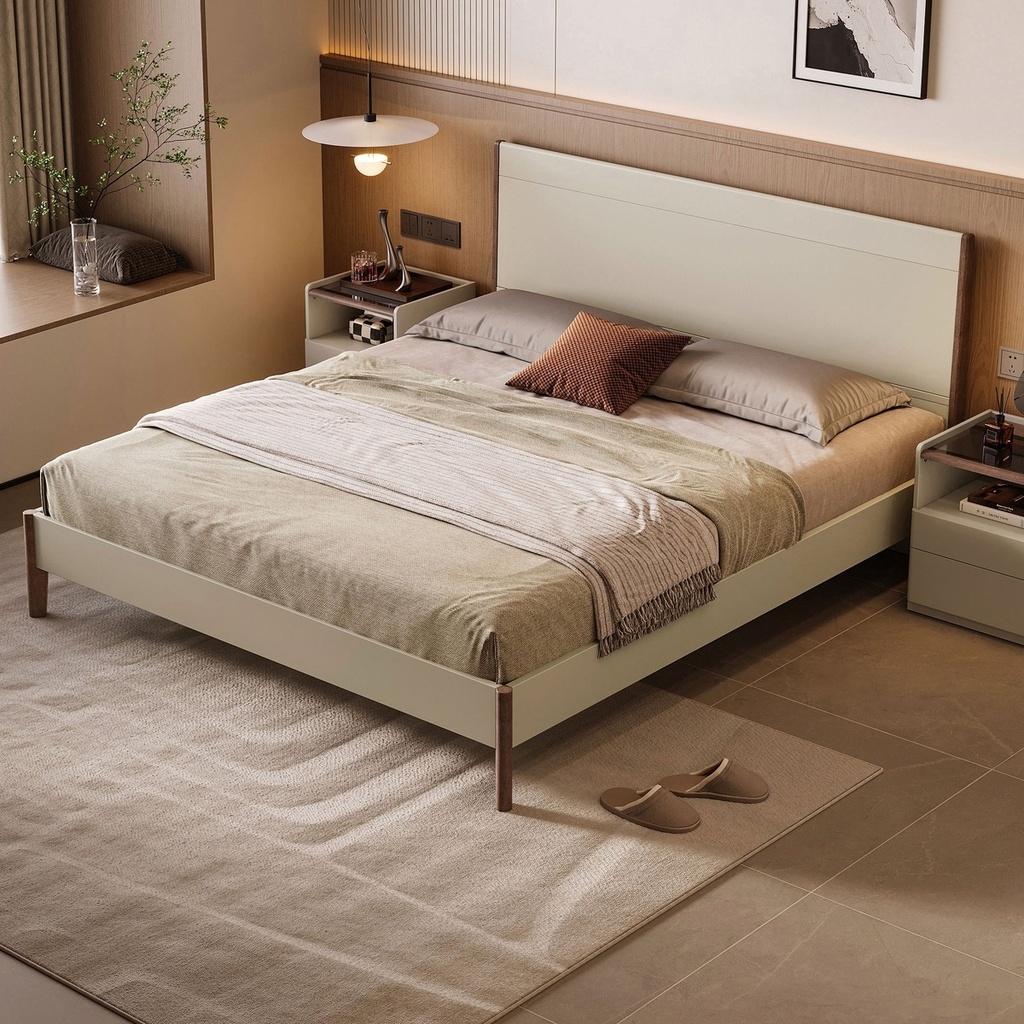 Onad White Melamine Bed