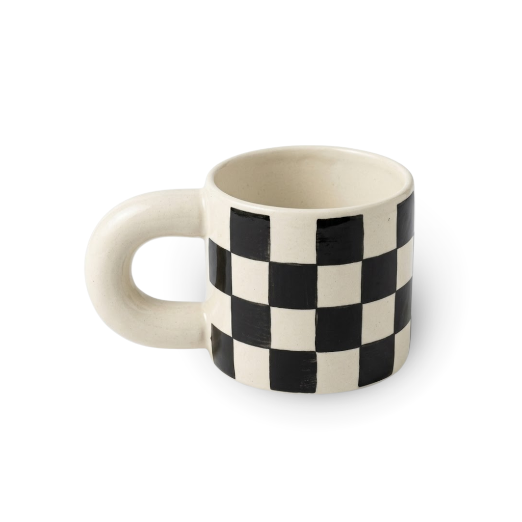 Checkerboard White Mug