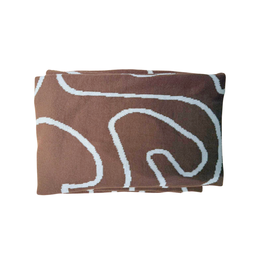 Line Knitted Brown Blanket