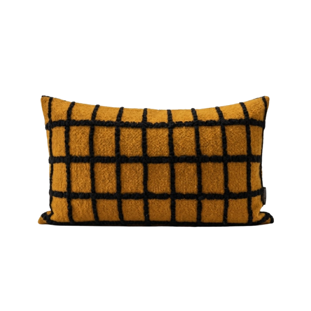 Grid Waist Support Yellow Pillow
