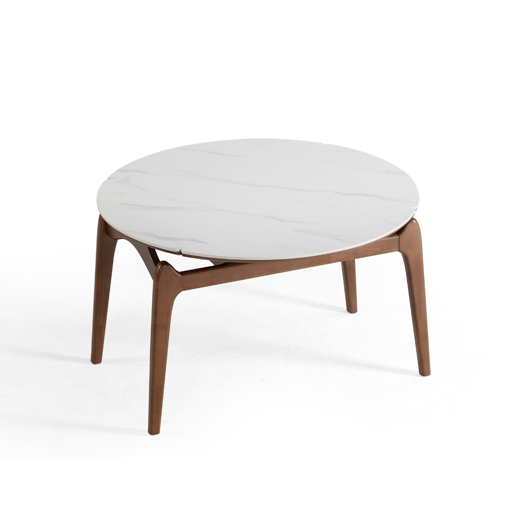 Nivora White Solid Wood Extendable Dining Table
