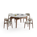 Nivora White Solid Wood Extendable Dining Table Set