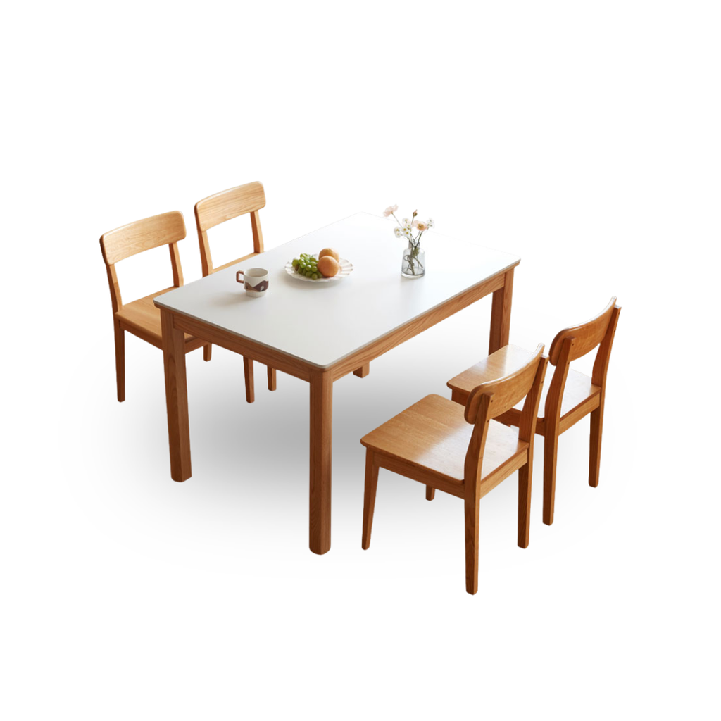 Nora White Solid Wood Dining Table Set