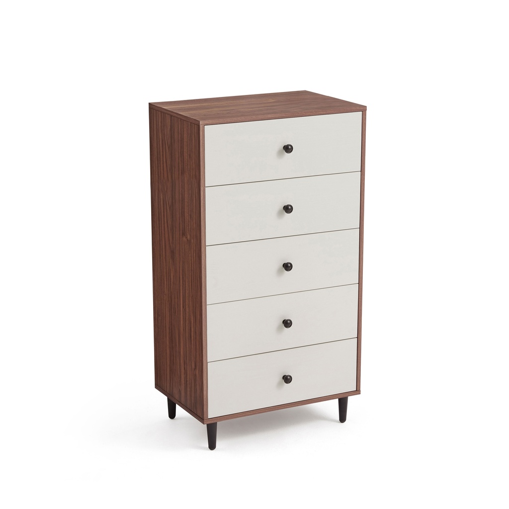 Quentin Walnut Melamine 5-Drawer Cabinet