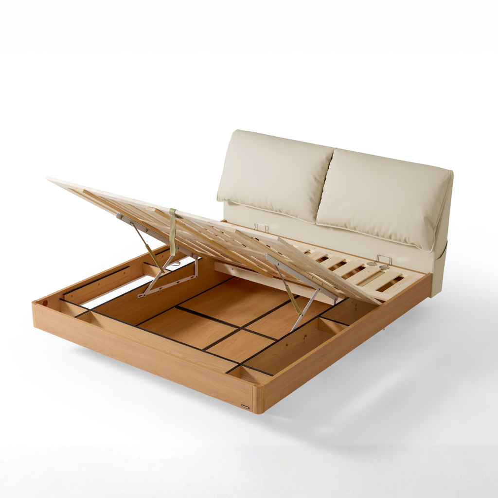Neyra White Eco Leather Bed with Storage 