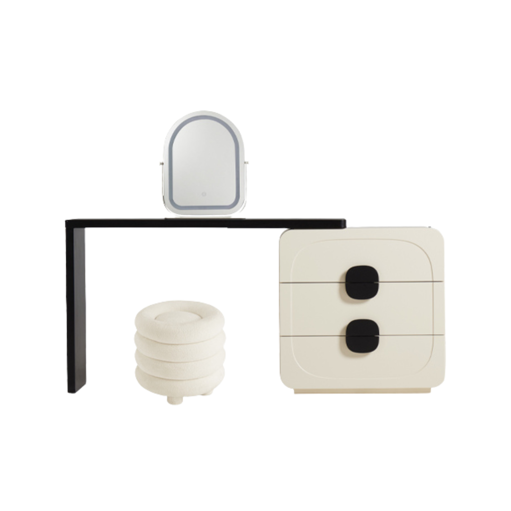 Norelie Cream Melamine Dressing Table Set 