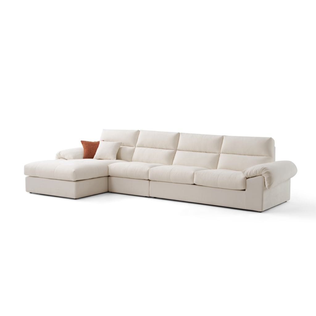 Terrell White Fabric L-Shaped Sofa