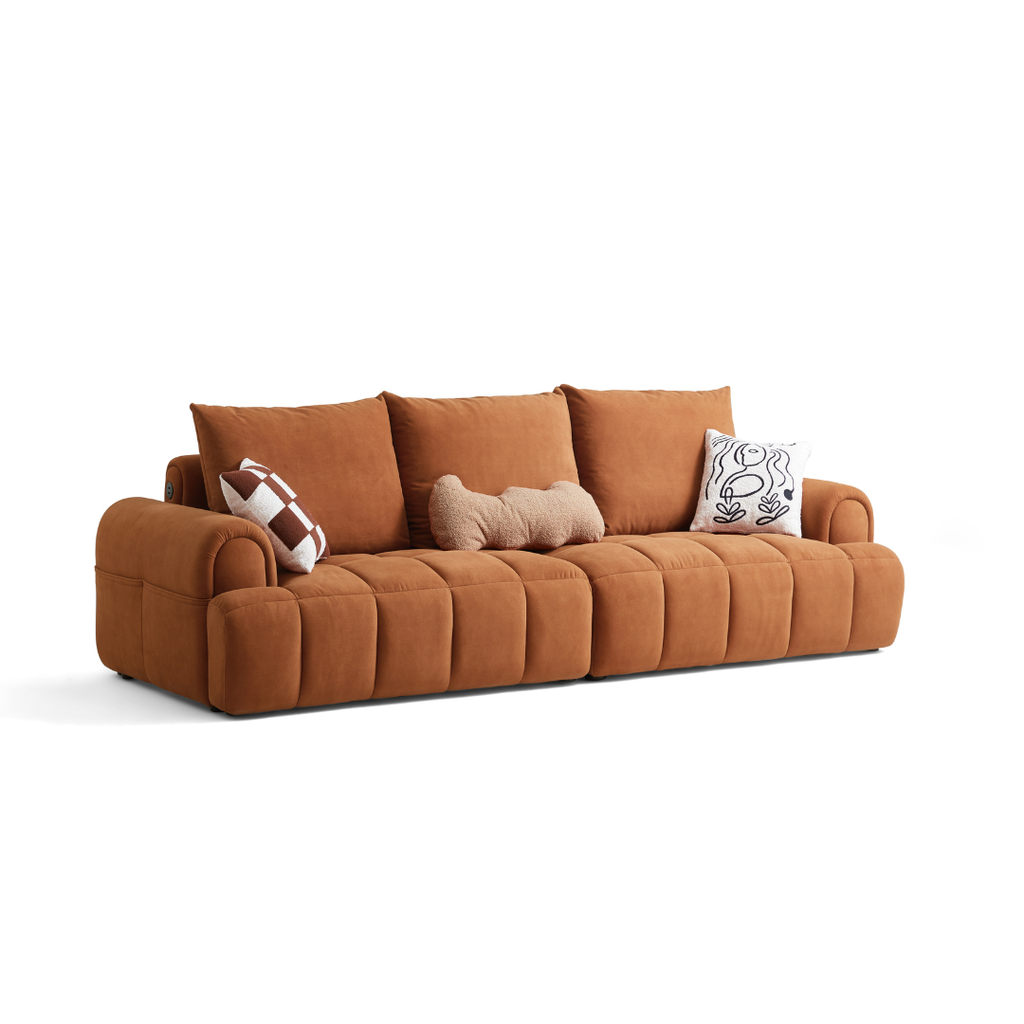 Ross Brown Fabric Sofa 