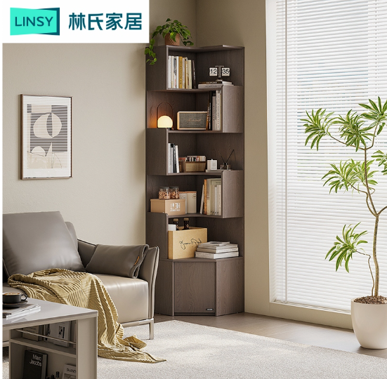 Noah Walnut Corner Bookcase