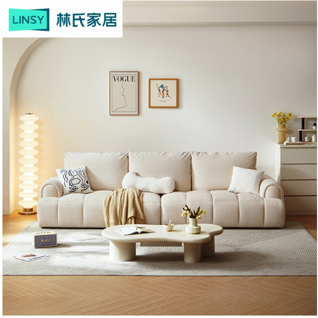 Ross White Fabric Sofa 
