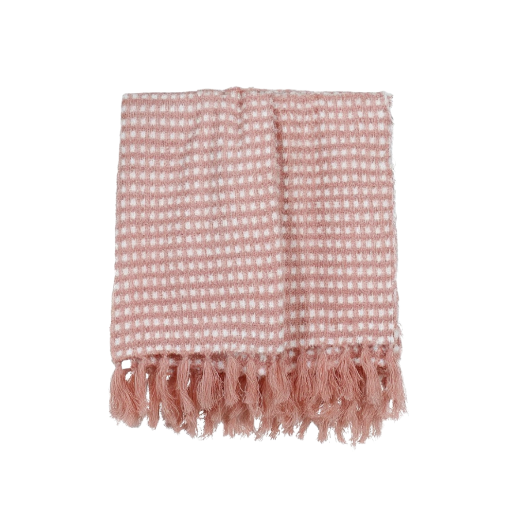 [LSG0120BY095C001] Polka Dot Pink Tassel Blanket