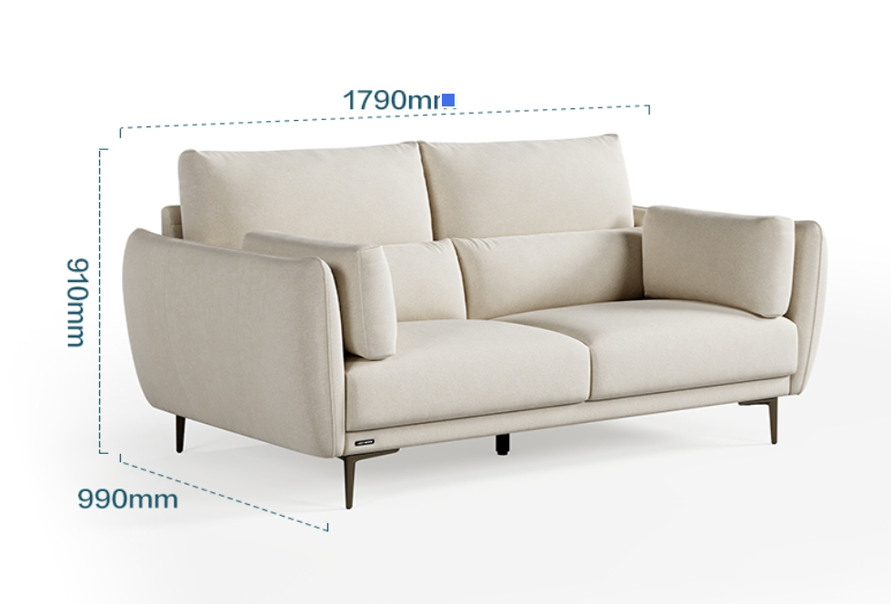 [LSC24SF029977] Steven White Scratch-Resistant Fabric 3-Seater Sofa