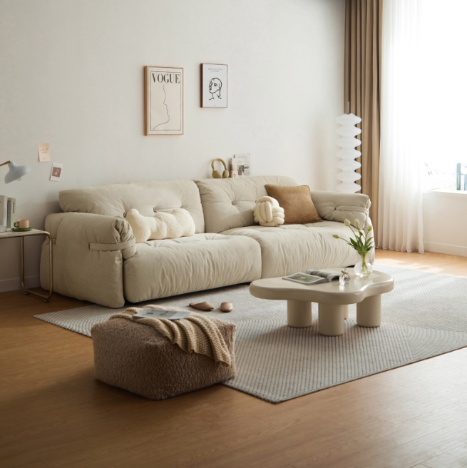 Christina Cream Scratch-Resistant Fabric Sofa