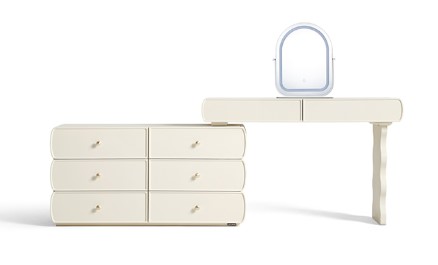 [LSC25ZH084777] Maisie White Dressing Table with Makeup Mirror